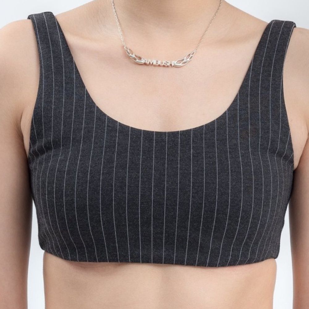 Danielle Guizio Pinstripe Spot Black Crop Top size L